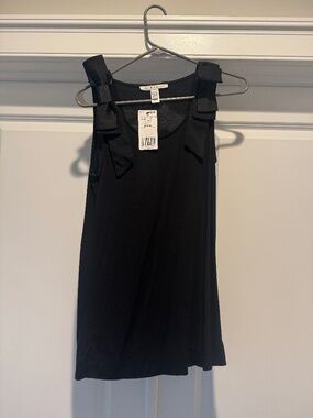 Mango Black Bow Strap Sleeveless Top